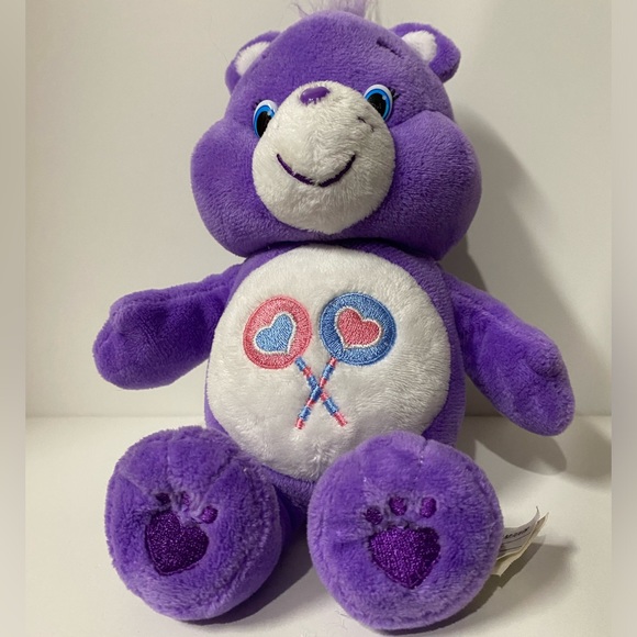 Care Bear Plush Share Bear Purple Stuffed Animal Plush Plastic Eyes 8 inch - Picture 4 of 11